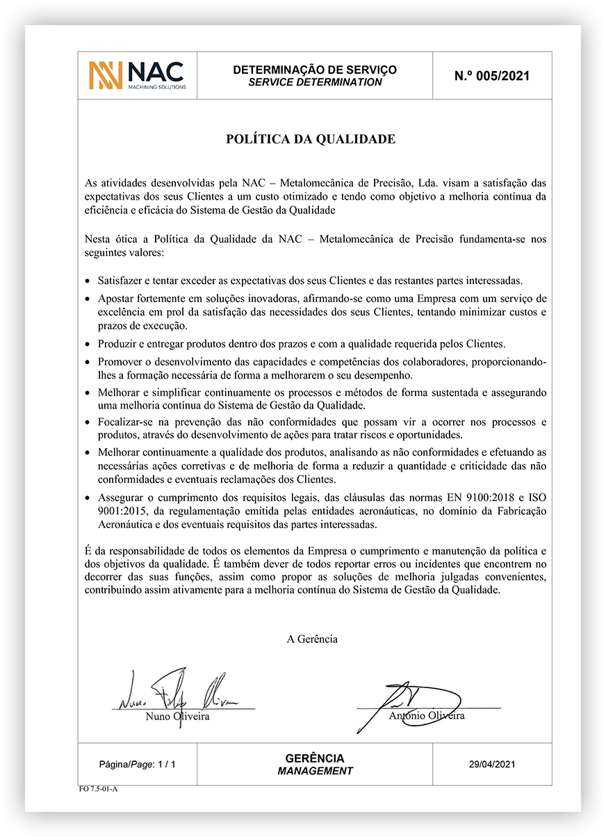 Política de Qualidade